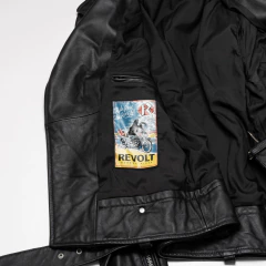 CAMPERA NEGRA BIKER CUERO VACUNO REVOLT - The Vintage Hole