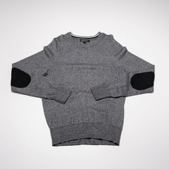 SWEATER GRIS ALGODON CODOS NEGROS BANANA REPUBLIC