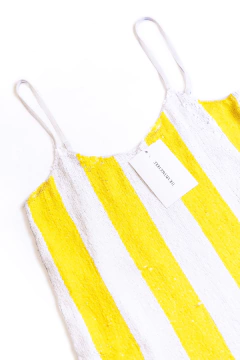VESTIDO AMARILLO Y BLANCO LENTEJUELAS CARA&VICENT - comprar online