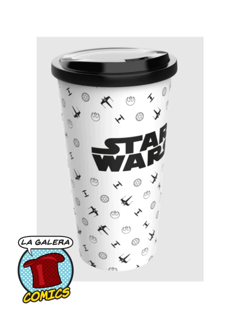 VASO CON TAPA PLASTICO - STAR WARS BLANCO - comprar online