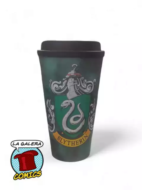 VASO CON TAPA CASA SLYTHERIN - HARRY POTTER