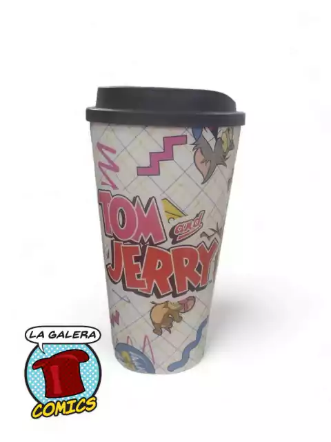 VASO CON TAPA TOM Y JERRY