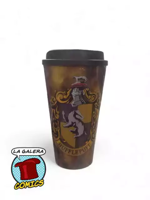 VASO CON TAPA CASA HUFFLEPUFF - HARRY POTTER