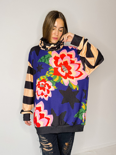 Sweater Begonia blue flower - comprar online