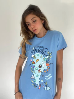 REMERA ARGENTO celeste mapa - online store
