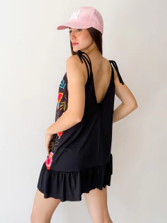 VEstido Floppy NEGRO mariposas - PIPIRETA