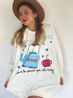 BUZO LIVIANO ARGENTO off white pone la pava en internet