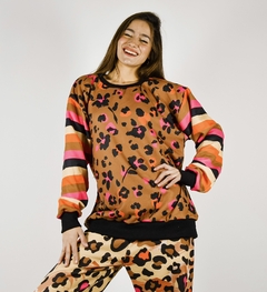 CONJUNTO FRISADO 2 PIEZAS STEPHEN print brown (BUZO Y PANTALON) - comprar online