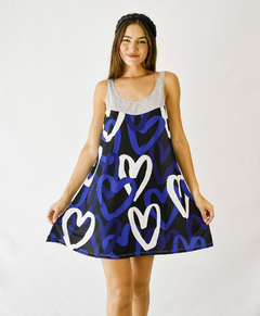VESTIDO CRETA GRIS corazones