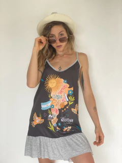 VEstido Floppy argento gris mapa on internet