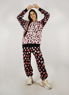 CONJUNTO FRISADO 2 PIEZAS STEPHEN PINK PRINT (BUZO Y PANTALON)