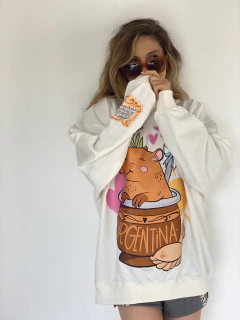 BUZO LIVIANO ARGENTO off white capibara en internet