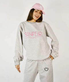 CONJUNTO 2 PIEZAS FRISADO NORRIE GRIS SONREIR (BUZO Y PANTALON) en internet