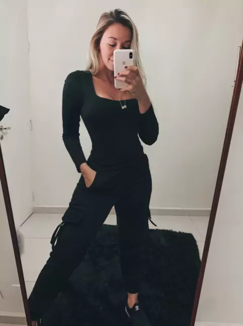 Body Noruega Preto manga longa - comprar online