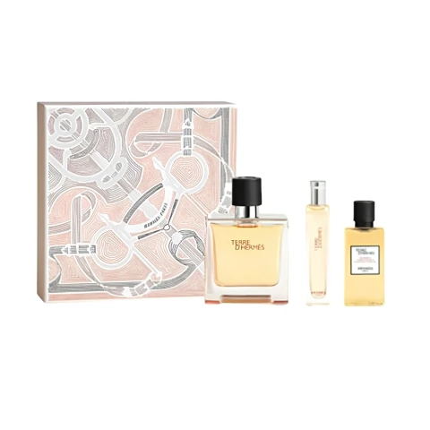 HERMES - SET TERRE DHERMES EDP 75 ML + TRAVEL SPRAY 15 ML + HAIR AND BODY SHOWER GEL 40 ML