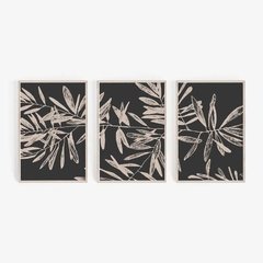 TRÍPTICO HOJAS BLACK AND BEIGE - comprar online