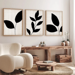 TRÍPTICO FLORAL BLACK LINO x3