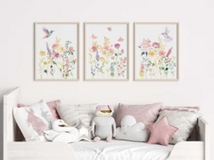 TRIPTICO FLORES Y COLIBRÍ x3 - comprar online