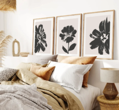 TRÍPTICO FLORAL BLACK AND BEIGE x3