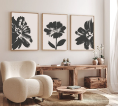 TRÍPTICO FLORAL BLACK AND BEIGE x3 - comprar online