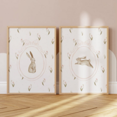 SET CONEJITOS FLORALES x2