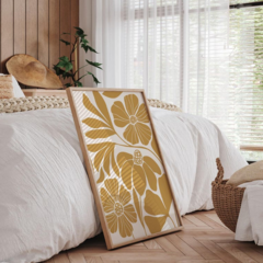 CUADRO FLORAL ABSTRACT MOSTAZA