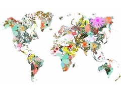 CUADRO MAPA MUNDO FLORAL - comprar online