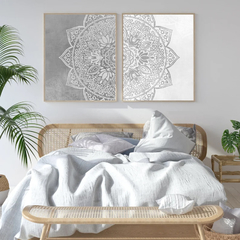 SET MANDALA GRIS DOS x2