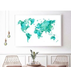 CUADRO MAPA MUNDO AQUA