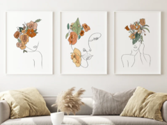 TRÍPTICO MUJERES FLORALES x3 - comprar online