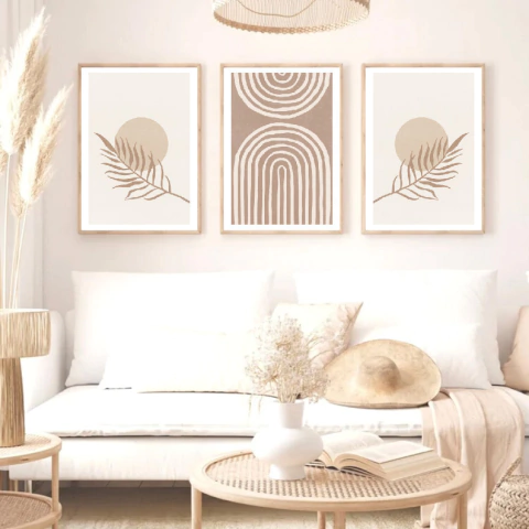 TRIPTICO BOHO MINIMALISTA NATURAL x3