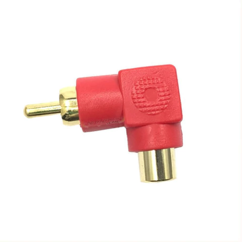 Conector Adaptador Ficha Rca Macho Hembra A 90 Grados Rojo