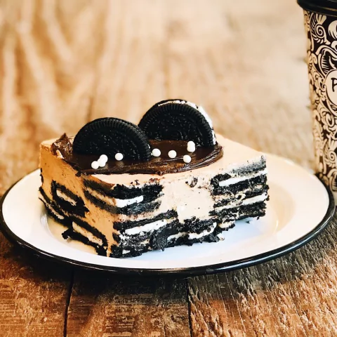 cuadrado porción de oreo torta
