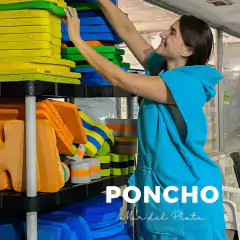 Poncho Toalla de Microfibra Turquesa - De algodón