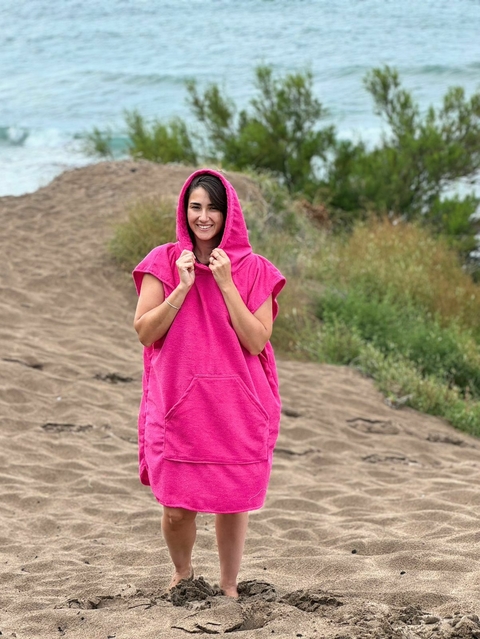 Poncho de toalla de microfibra Fucsia