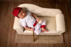 Conjunto Jogador de Baseball Newborn Vermelho