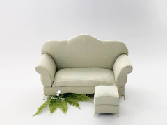Mini Sofá Vitoriano 2 lugares + Puff - Newborn Verde Luxo