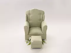 Poltrona Safira + Puff - Newborn Verde Luxo