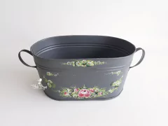 Tina Rustica Flower 2 em 1 - Cinza - Photo Props