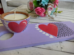 Set de 1 vela en cuenco pequeño y tabla