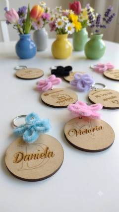 Pack 20 Llaveros de Madera Personalizados con Borla - Vico Ideas Bonitas