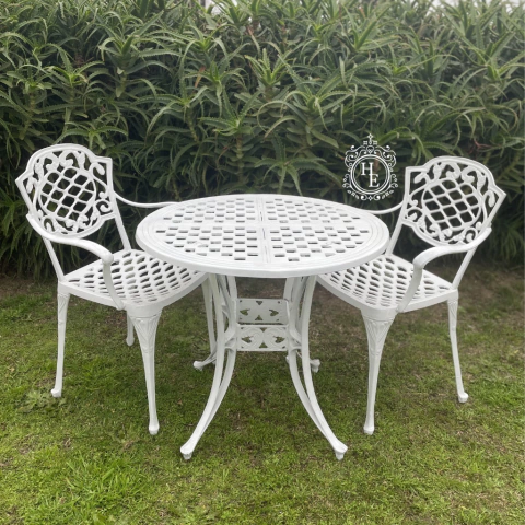 muebles de jardin aluminio fundido chato chico redondo