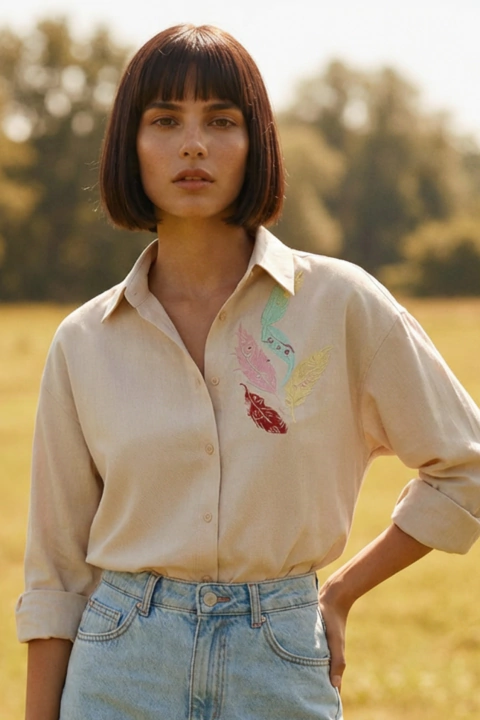 CAMISA PLUMAS - Agustina Saquer