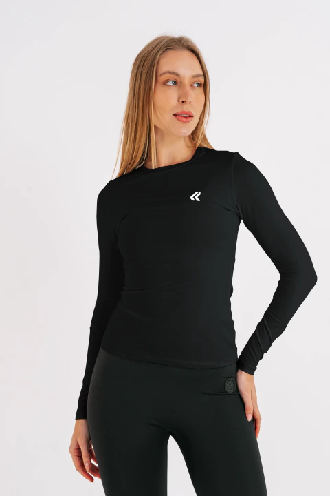 blusa térmica preta feminina para academia Lurk