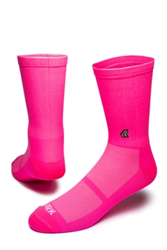 meia performance rosa neon