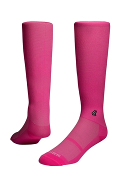 meia performance cano longo rosa neon