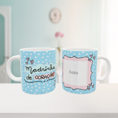 Caneca Madrinha de Coração Azul + Foto