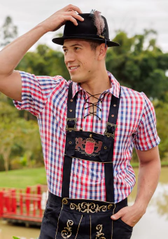 Camisa Gola e Cordão Branco, Vermelho e Azul