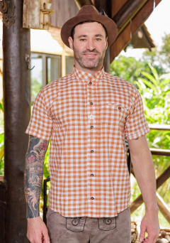 Camisa Edelweiss Telha e Branco