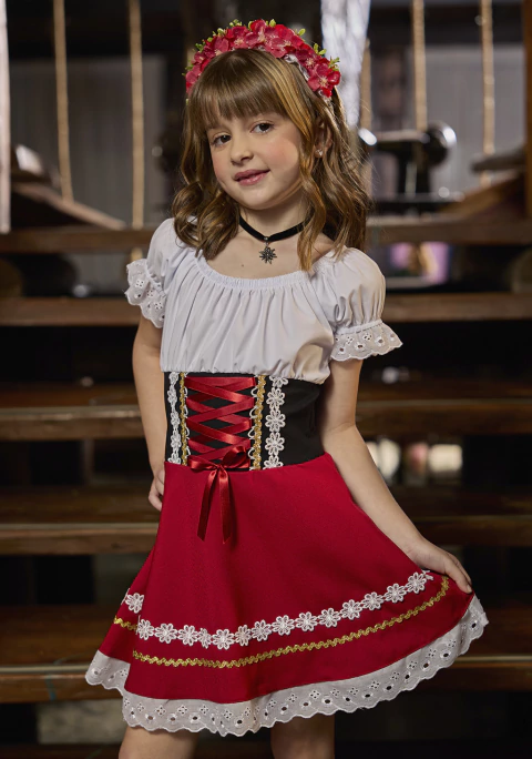 Vestido Jasmim Vermelho Infantil - comprar online